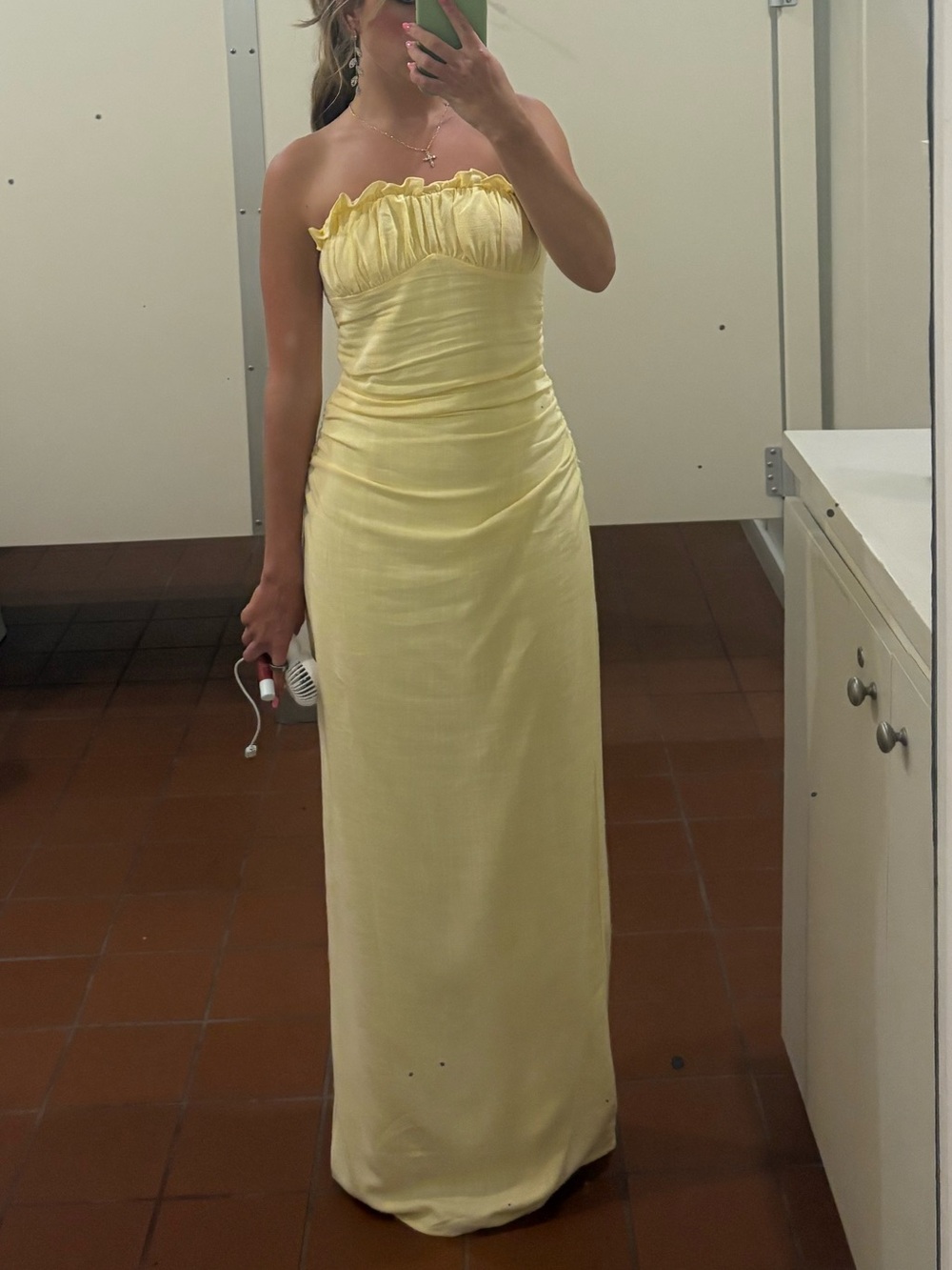 Peppermayo Strapless Lemon Yellow Maxi Dress